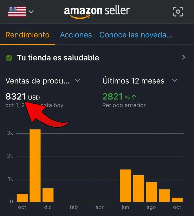 Panel de Amazon de Romillo: 8.321 USD en ventas de los últimos 12 meses